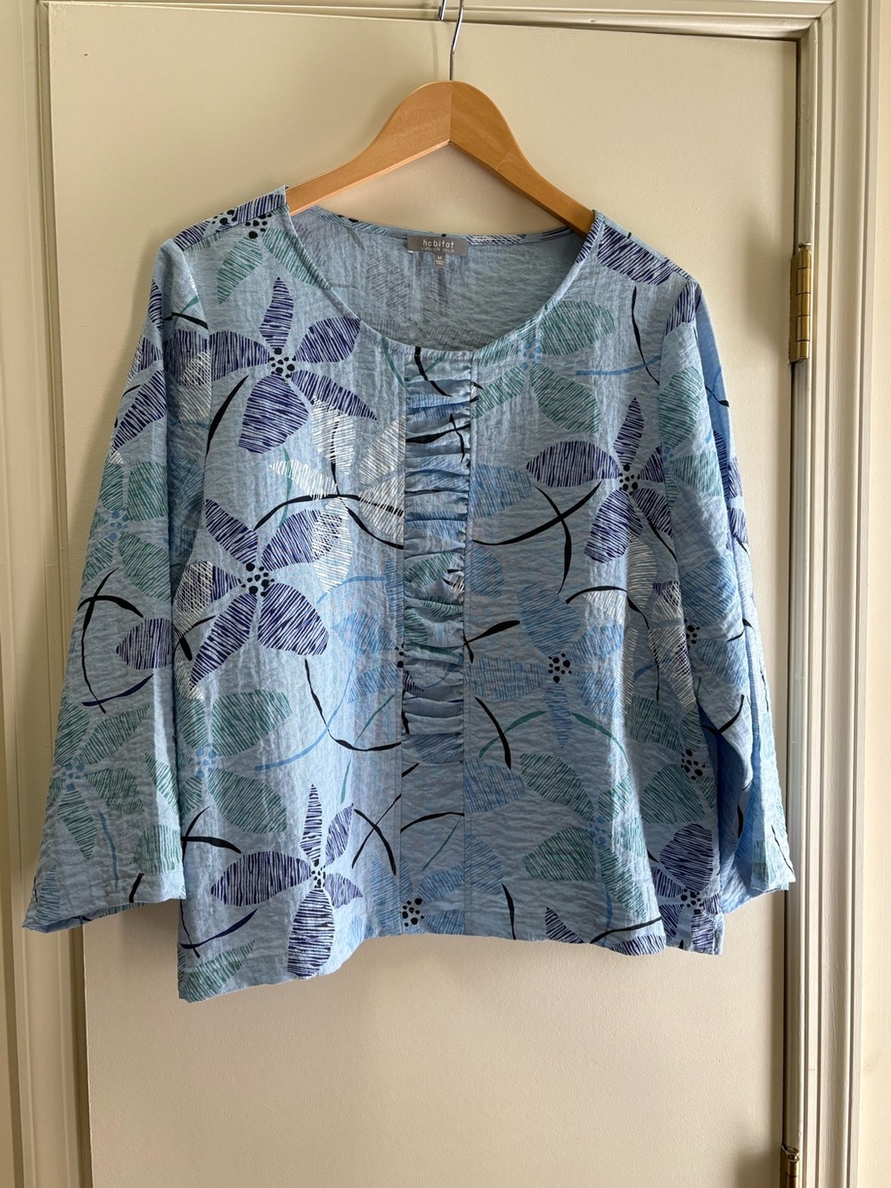 Habitat Light Blue Floral Ruched Front Tunic